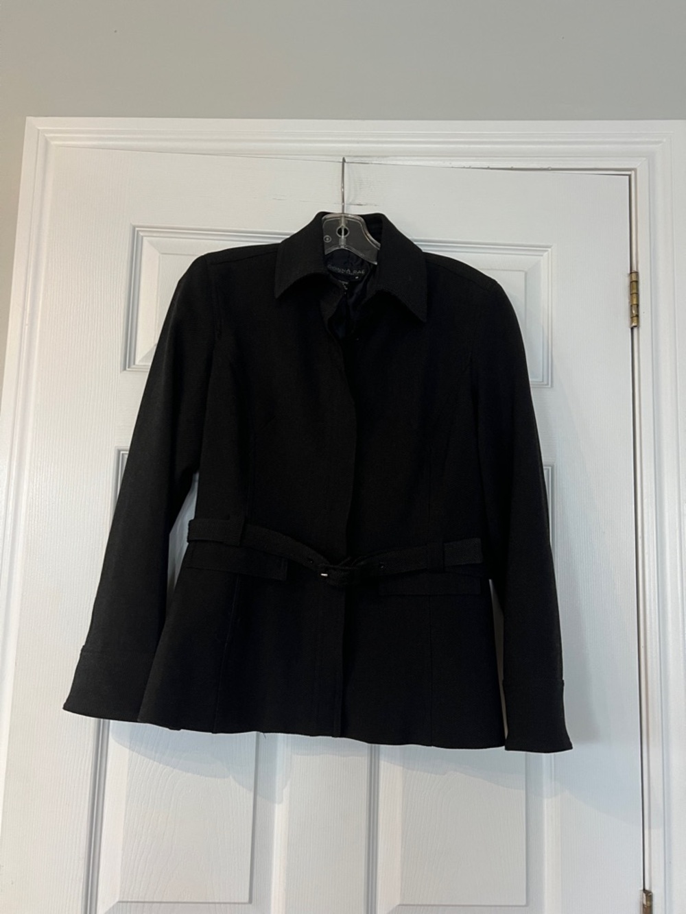 Black Women's Tailored Belted Coat - Donna Rae